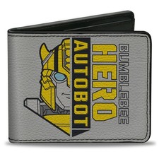 Bi-Fold Wallet Transformers BUMBLEBEE ON A MISSION and Sports Car Gray
