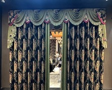 green embroidery chenille European window cloth valance curtain tulle M1931