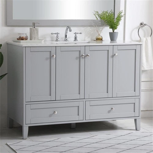 Elegant Decor Sommerville 48" Single Quartz Top Bathroom Vanity in Gray - Picture 2 of 15