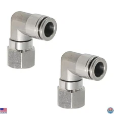 Premium Stainless Steel 90° Pneumatic Female Elbow Push-to-Connect Fitting 1/4
