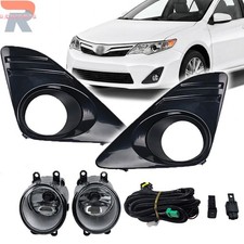 Fog Lights Assembly For 2012 13 14 Toyota Camry Chrome Housing Clear Lens Switch