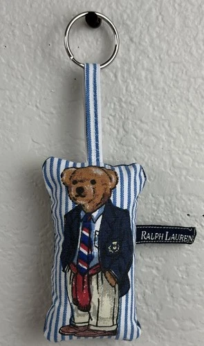 Ralph Lauren Polo Bear Keychain Fob Purse Charm Key Ring Handmade Upcycled RL