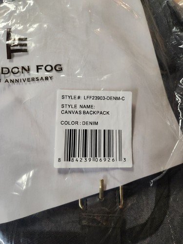 London Fog Collection Canvas Backpack Gray Denim Unisex Adult - Picture 3 of 5