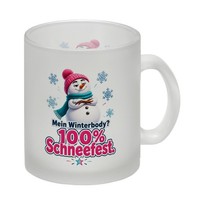 Glas Tasse Schneemann - Kaffee Tee Oder Kakao Trinkglas Mit Spruch: Mein