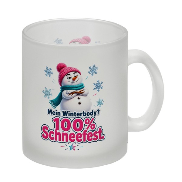 Glas Tasse Schneemann - Kaffee Tee Oder Kakao Trinkglas Mit Spruch: Mein-image