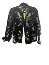 Denim co Cotton Embroidered Floral Denim Jacket Size Small NWT