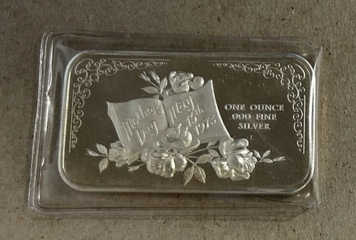 "MOTHER'S DAY" 1973 MADISON MINT 1 TROY OUNCE .999 FINE SILVER BAR