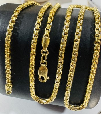 Unisex 18K 750 Real Gold Box Chain Gold Necklace 21.8/22  long 7.65g 2.5mm