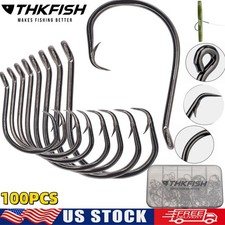 100PCS Fishing Circle Hooks Saltwater in-Line Wide Gap Fishing Hooks for Catfish
