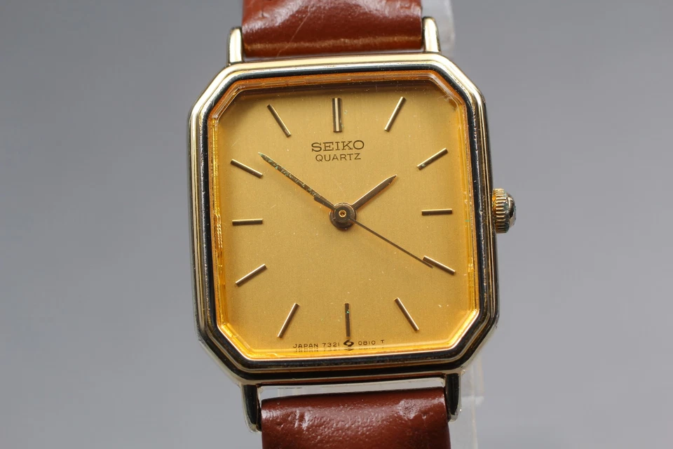 Vintage 1987 [Exc+5] New Batt SEIKO 7321-5410 Gold Tank Qz Ladies Watch JAPAN - image 2 of 4