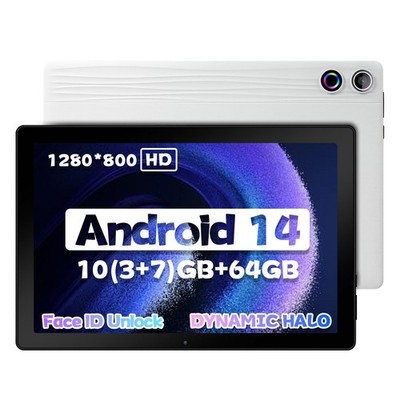 10.1 inch Android 14 10GB RAM+64GB ROM Tablet 1TB Expandable WiFi 6 Bluetooth