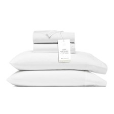 Percale Hemmed Sheet Set - Cooling Breathable Bed Sheets for Hot Queen White