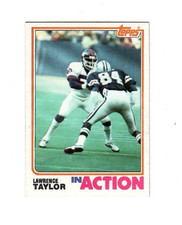Lawrence Taylor 1982 Topps New York Giants in Action Rookie Year Card #435. rookie card picture