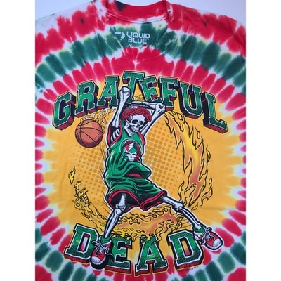 Grateful Dead Skeleton Dunk Tie Dye T-Shirt Liquid Blue XL Deadstock