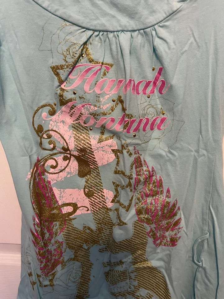 Vintage Hannah Montana Shirt Junior's Green Shirt Size XL 14/16 - Image 3 of 4