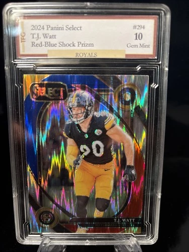 2024 Panini Select TJ Watt Red-blue Shock Prizm Club Level #294 GEM 10