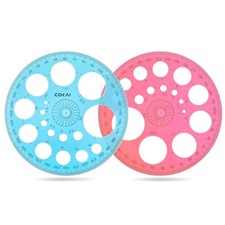 2Pcs Circle Template, Plastic Stencil, Geometric Ruler, Drafting, Painting, Tool