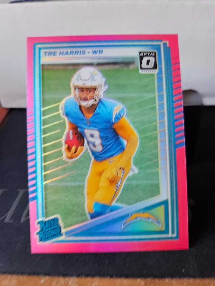 2025 Panini Donruss - Rated Rookie Tre Harris #329 Optic Preview Pink