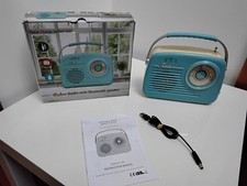 RETRO RADIO WITH BLUETOOTH SPEAKER, BLUE, RECHARGEABLE,  NEW, BOXED-FREE P & P
