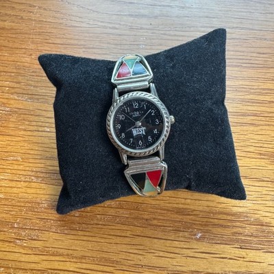 L.A.Express West Vintage Ladies Watch LAX809 Silver Tone Enamel Band