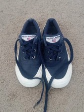 Vintage 90s Polo Sport Ralph Lauren Spell Out Canvas Shoes Sneakers 7.5 Preppy