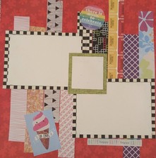 Happy Celebration Scrapbook Page - Handmade 12x12 Layout - Ready for Photos