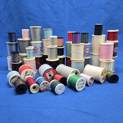vintage thread spools lot Assorted Colors Polyester Sew Sewing Craft Spool