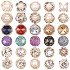 30PCS Pearl Brooch Buttons No Sew Removable Pins Cover Up Shirt Dress Fix