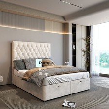 Premium Ottoman Divan Bed Frame Lift Up Storage 48”/54” Headboard - UK Made