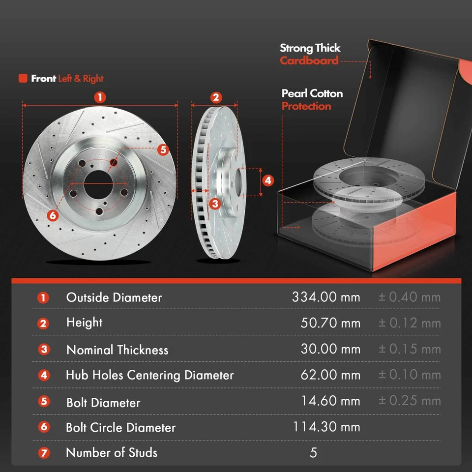 Rotores de freno y pastillas de freno perforados delanteros y traseros para Lexus GS300 GS350 IS300 IS350 Foto 2 de 4
