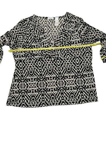 NEW WITH TAGS Liz & Co Woman Black & White Abstract Blouse Women’s Top Size 3X - Picture 4 of 9