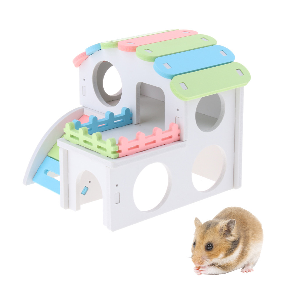 Pet Small Animal Hideout Hamster House Deluxe Wooden Hut Play Toys