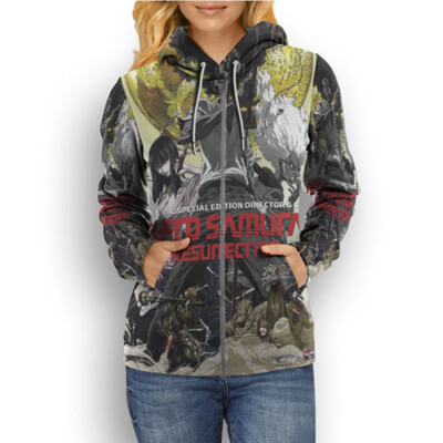 Afro Samurai Japanese Anime Manga Hoodie Fullprint Hoodie Zipper Polyester