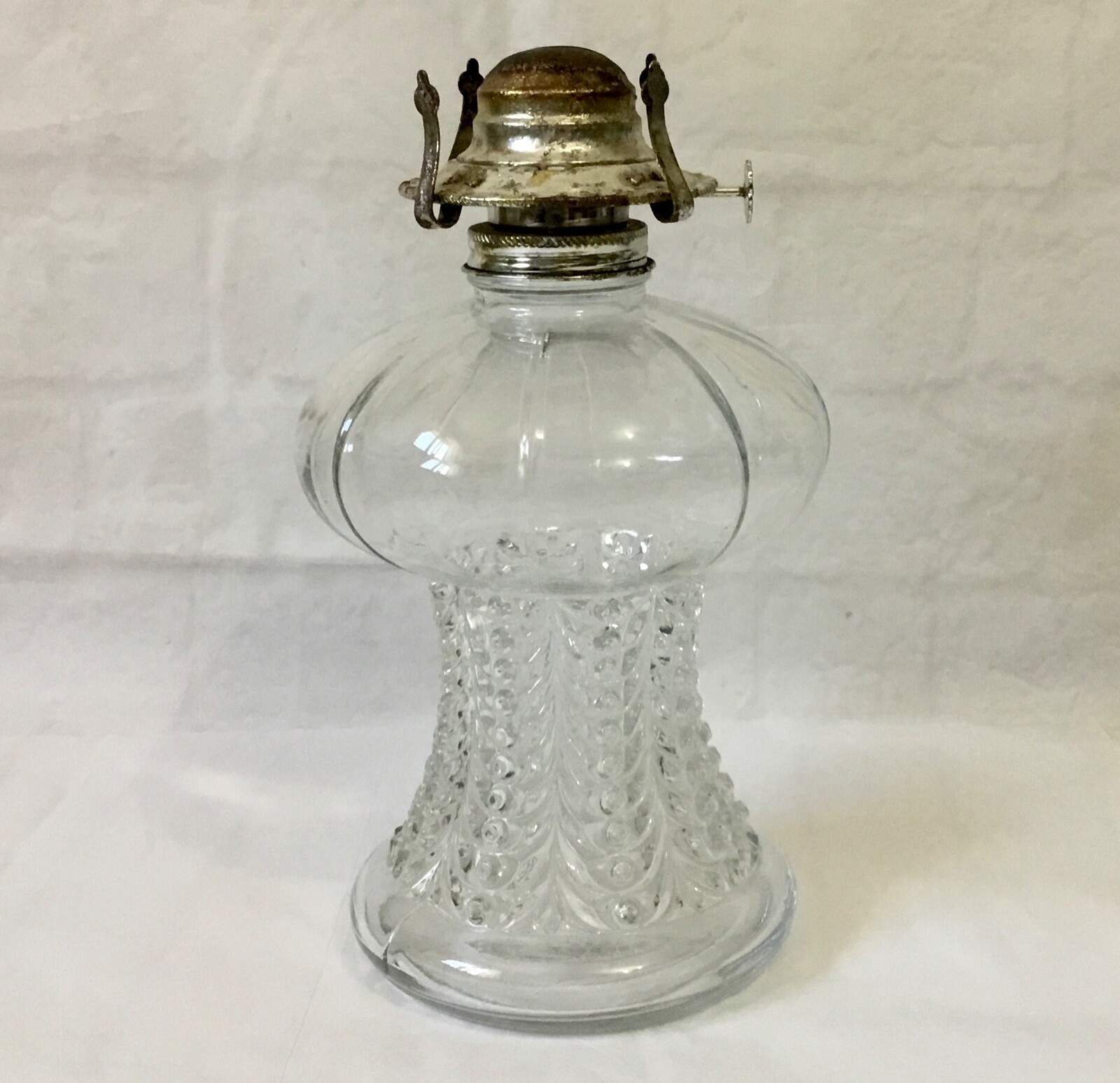 Vtg Lamplight Farms Oil Lamp Clear Glass Drapery Pattern Model NR 255 No Shade eBay
