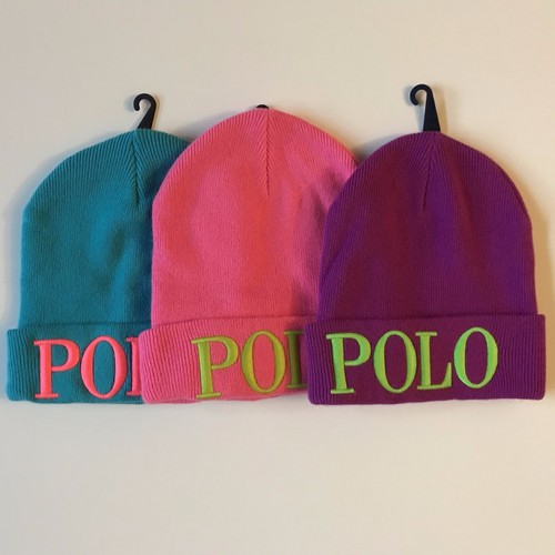 Girls winter beanie POLO Hat Blue Pink 