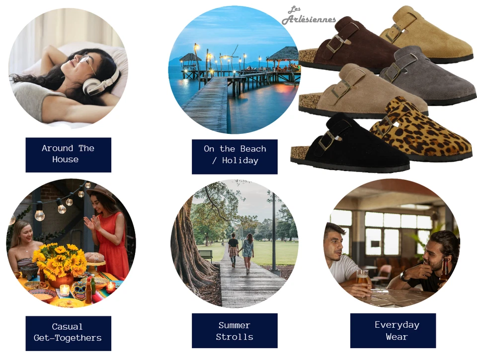 Les Arlesiennes Adults Unisex Comfort Clogs Faux Suede Adjustable Summer Shoes - Image 2 of 2