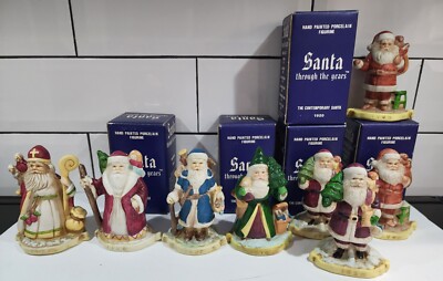 Vintage Set of 8 Santa Through the Years Porcelain Figurines | eBay