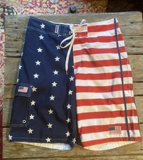 EXIST PATRIOTIC  AMERICAN FLAG  Swim Trunks/Board Shorts Mesh Lined Sz Men  s L