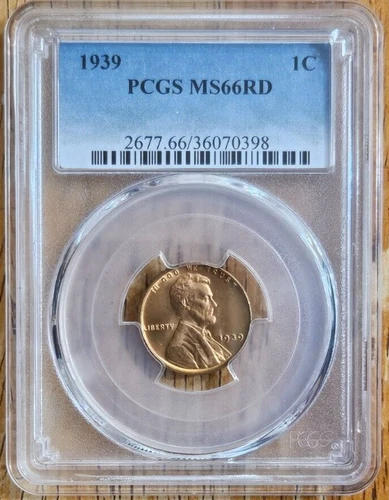 1939 1C Lincoln Wheat Penny PCGS MS66 RD