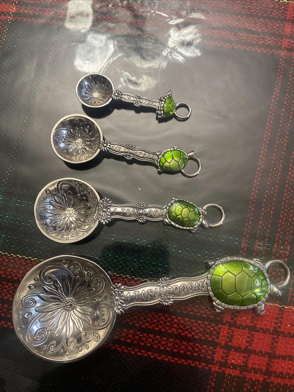 Set of 4 Frog Winter Season Theme Measuring Hanging Spoons Stainless Steel