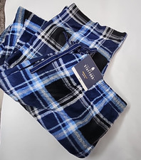 Stafford Sleep Pajama Pants Blue Size XXL Fleece Plaid Drawstring Pockets