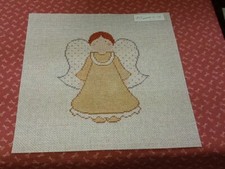 Handpainted Angel Christmas Ornament Needlepoint   Cream  Inst. 18 Canvas  X15