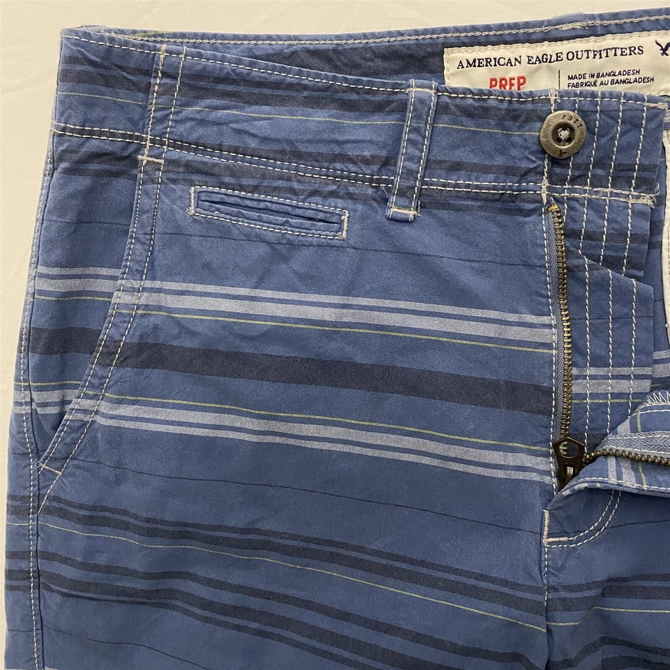 Шорты повседневные American Eagle Outfitters 34 x 9 дюймов синие в полоску подготовительный крой - Изображение 3 из 4
