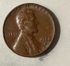 1968 Penny With D  L - T- R letters on Rim Errors - Refer to pictures.