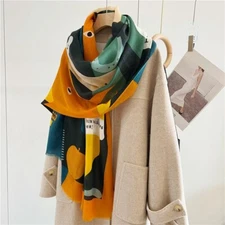 Pure 200s Cashmere Scarf Wrap Shawl Horse Head Print Thin Soft Delicate 