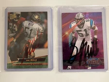 Two Autographed Signed Sam Mills NFL Football Cards Hall Of Famer