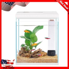 Betta Fish Tank 2 Gallon Glass Aquarium Starter Kit W/Filter Light Rectangular