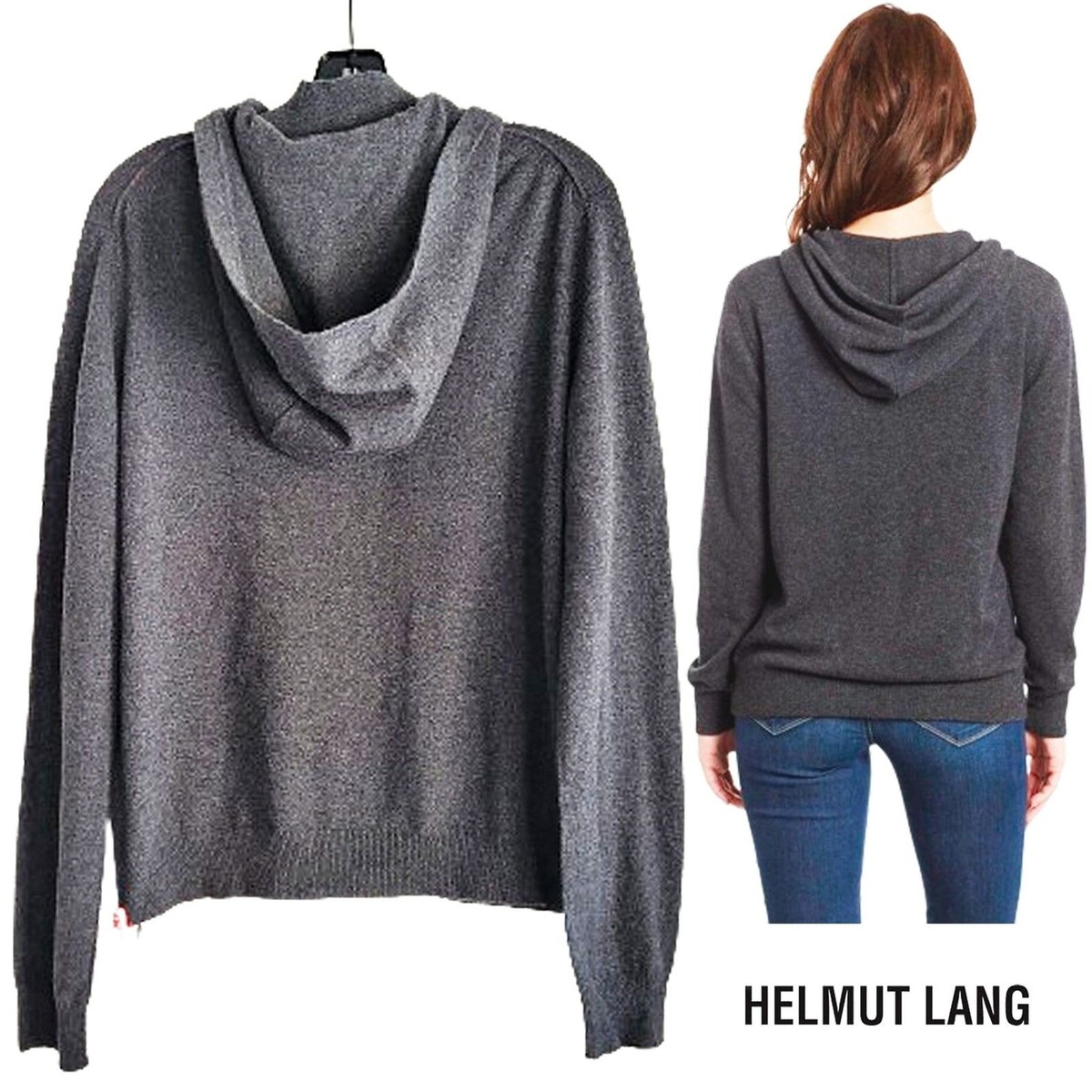 HELMUT LANG NEW AURORA Oversized 100% Cashmere Hoodie