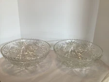 ANCHOR HOCKING - Two (2) Star Of David PRESCUT-Large Serving Bowls-10 1/2 In