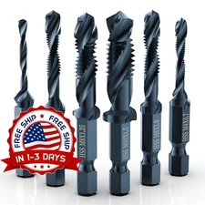 Juego De Brocas Y Machos De Roscar Combinados 3 En 1, 6 Piezas M3 A M10 NEW US.